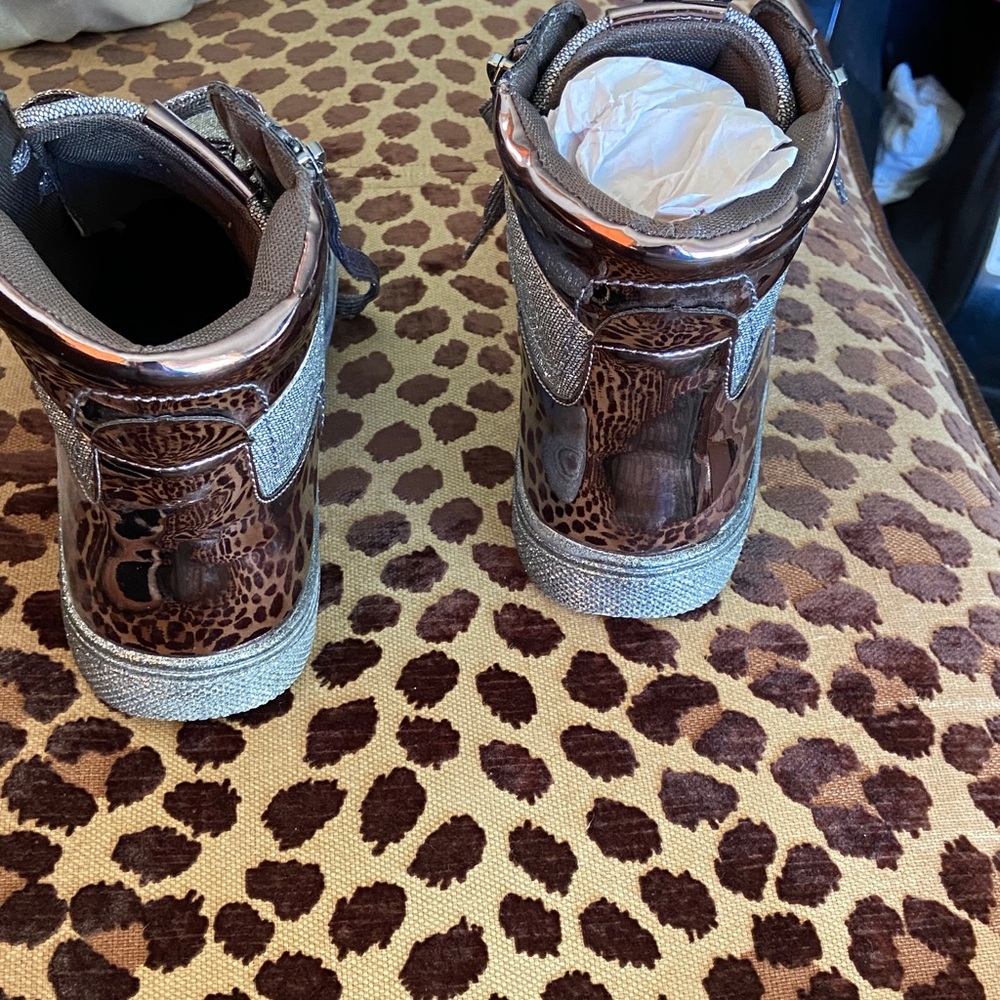 Lauren Lorraine Metallic Brown and Gray High-Top Sneakers - Picture 3 of 5